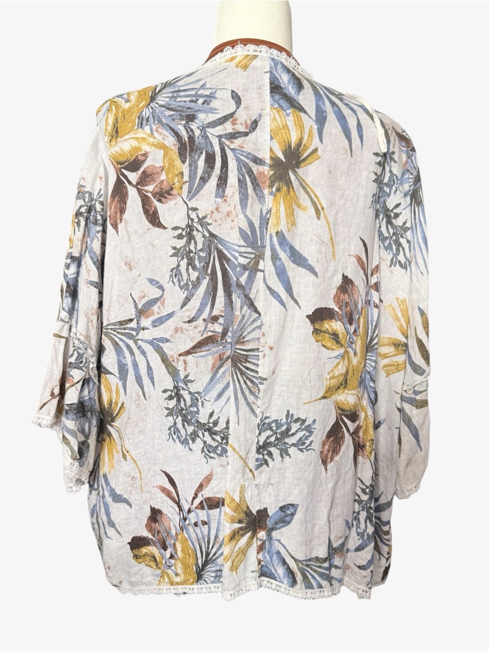 Francesca Bettini Floral Boho Kimono Cardigan Linen Will Auction Friday 6/26 - Picture 3 of 5